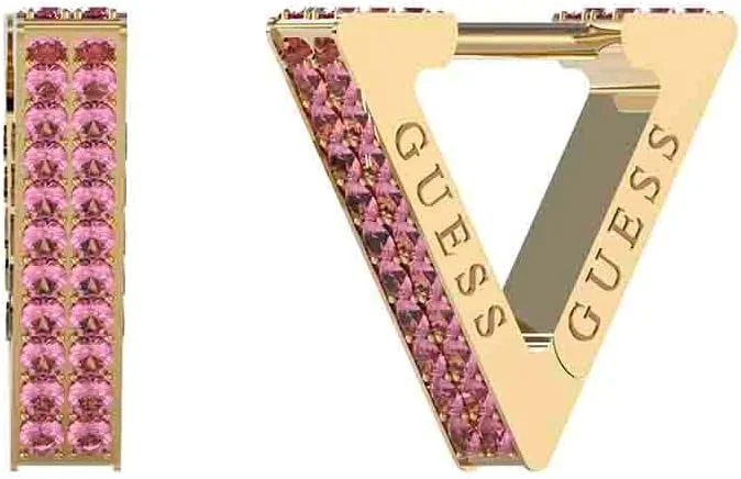 گوشواره حلقه ای مثلثی نگین دار زنانه گس 12 میلی متری طلایی ژوئن 2023