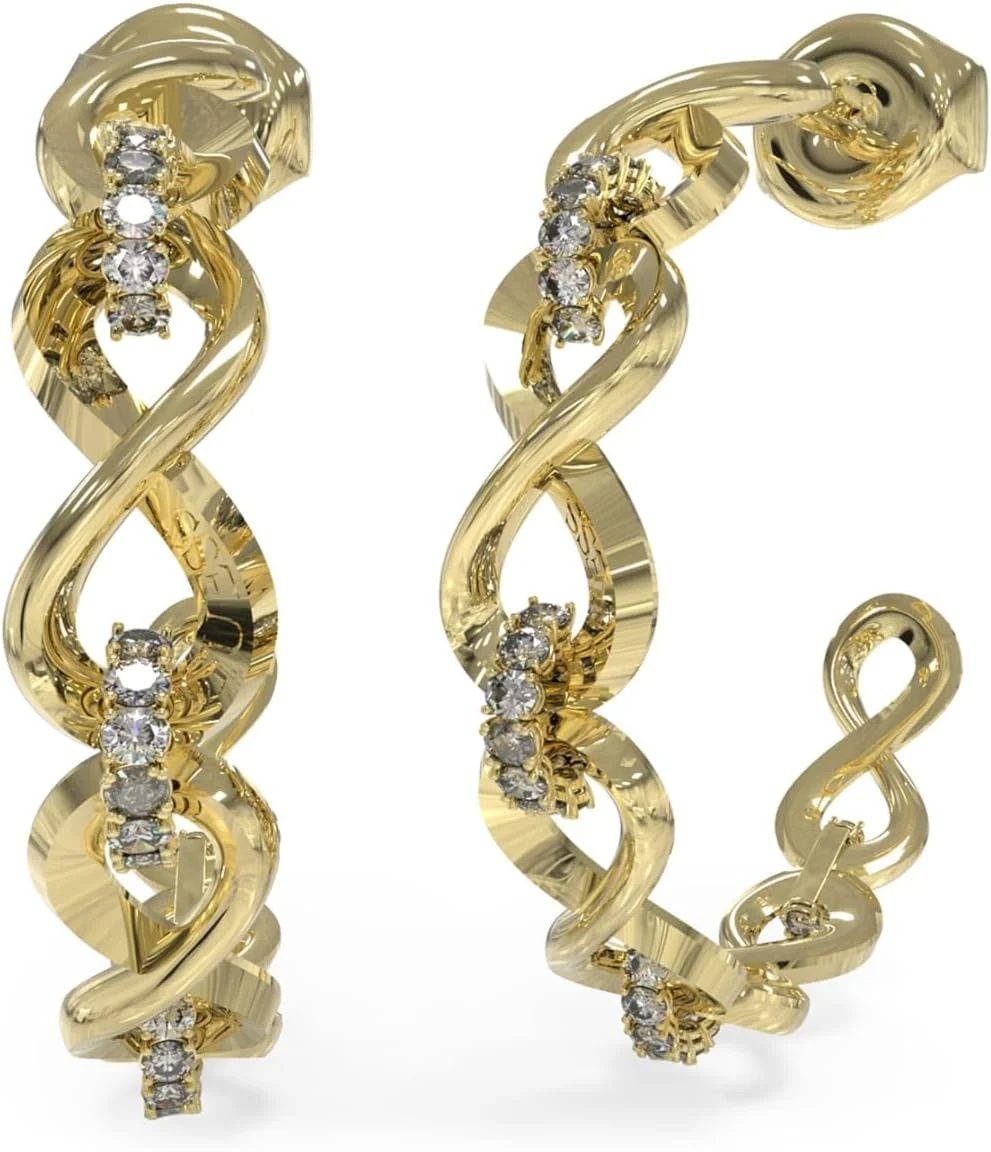 گوشواره حلقه ای زنانه گس مدل INFINITY PAVE LINKS به قطر 30 میلی متر طلایی ژوئن 2023