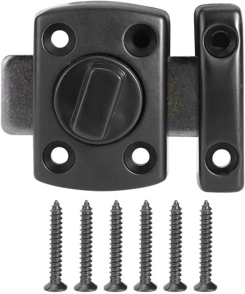 قفل چرخشی زبانه ای، قفل درب ایمنی ضخیم خانگی، قفل کشویی آلیاژ روی ضد سرقت برای درب پنجره کابینت مشکی