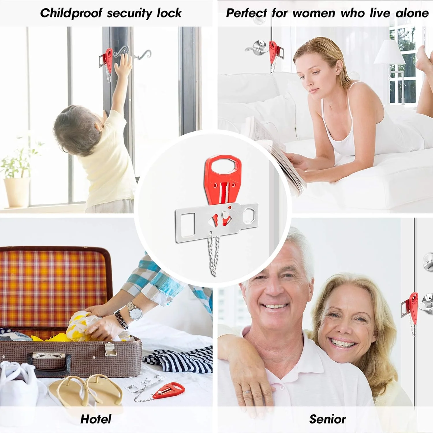 قفل درب قابل حمل خزنه، قفل های مسافرتی درب امنیتی منزل برای ایمنی و حریم خصوصی بیشتر، ایده آل برای مسافرت، هتل، خانه، آپارتمان، خوابگاه