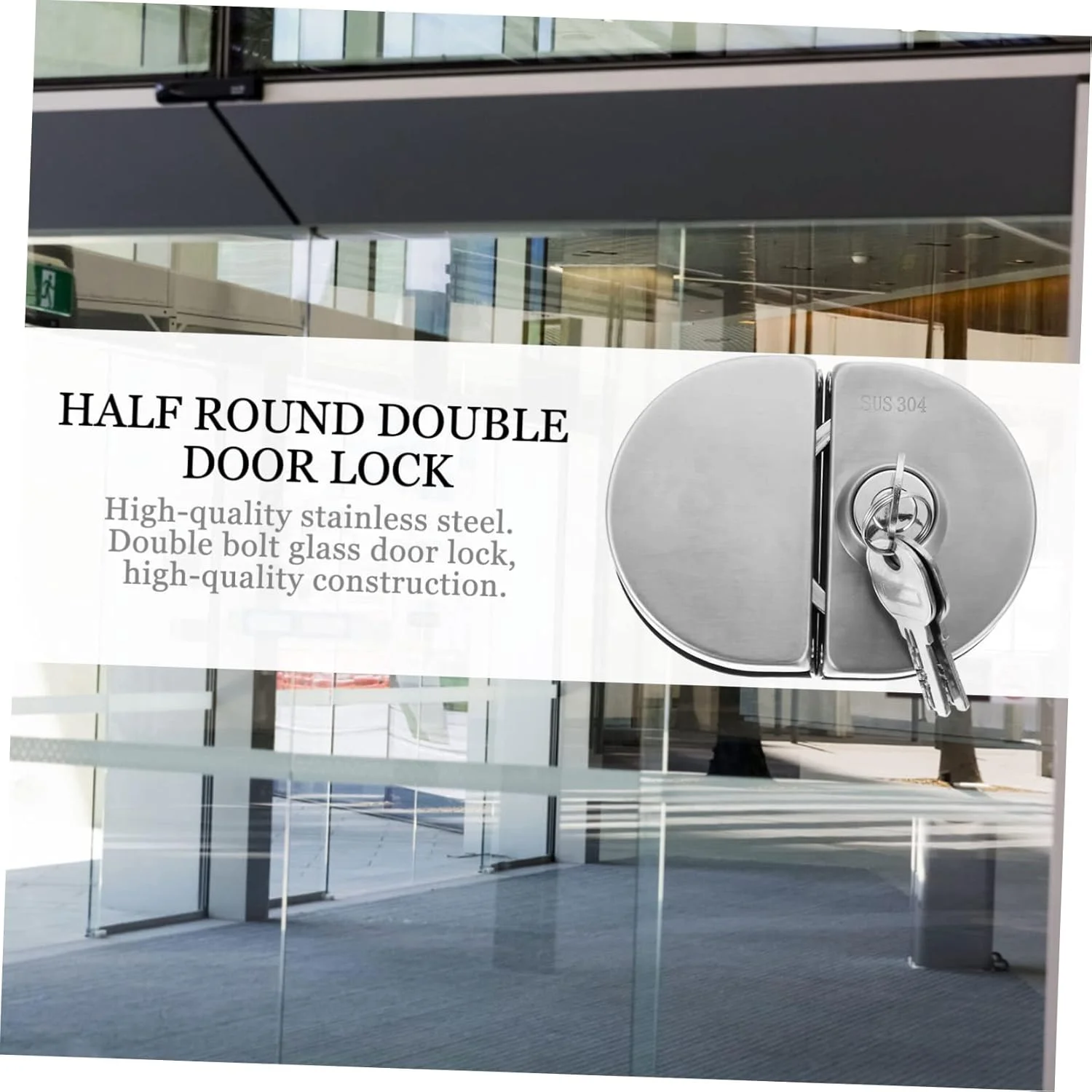 قفل شیشه ای نیم گرد دو درب LANUOP، قفل ایمنی ویترین، قفل درب شیشه ای سنگین، قفل درب دوش، قفل محافظ درب کشویی، قفل ویترین شیشه ای، قفل ضد سرقت (2 عدد)
