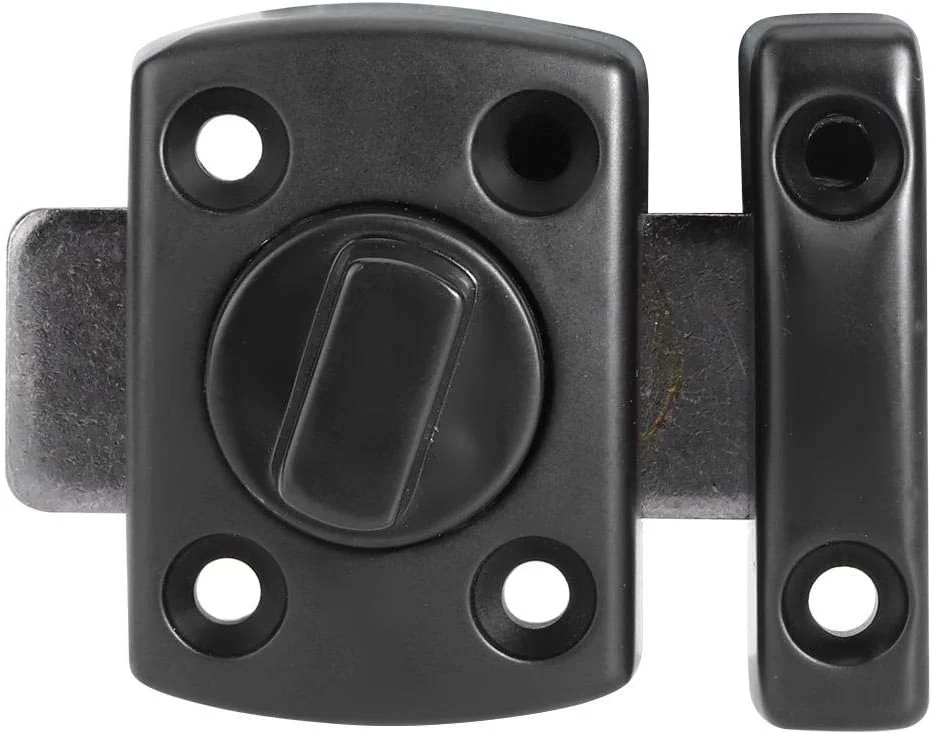 قفل چرخشی زبانه ای، قفل درب ایمنی ضخیم خانگی، قفل کشویی آلیاژ روی ضد سرقت برای درب پنجره کابینت مشکی