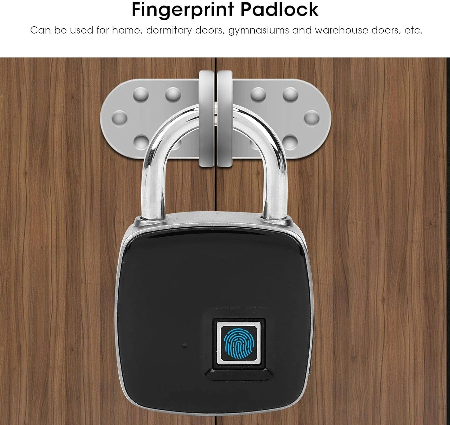 قفل ضد سرقت درب، قفل بیومتریک بدون کلید آلیاژ روی، قفل ضد سرقت IP65 ضد آب، با چراغ نشانگر USB قابل شارژ اندازه جمع و جور، حمل آسان