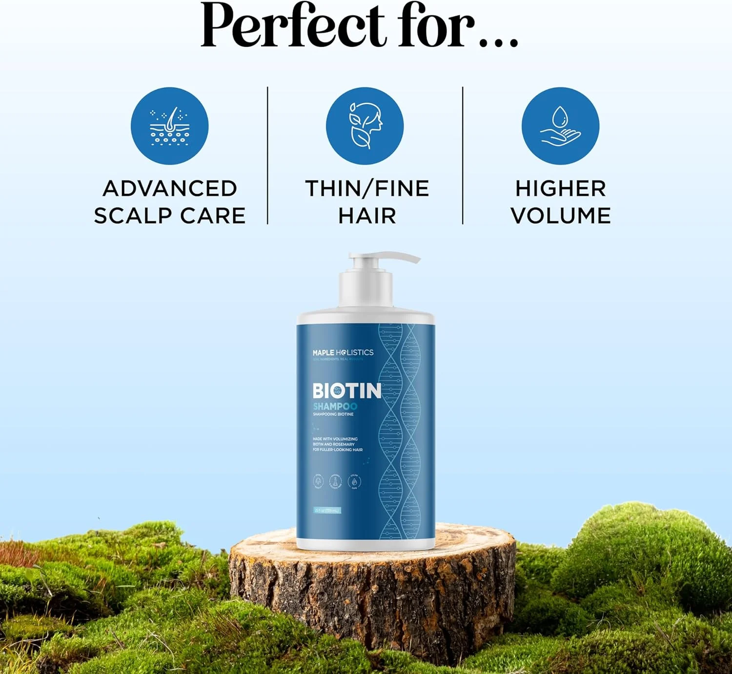 شامپو بیوتین حجم دهنده برای موهای نازک - شامپو موهای نازک حاوی رزماری، آرگان و روغن های ضروری برای مراقبت از مو - شامپو وگان بدون سولفات برای موهای خشک آسیب دیده، بدون پارابن و بدون تست حیوانی