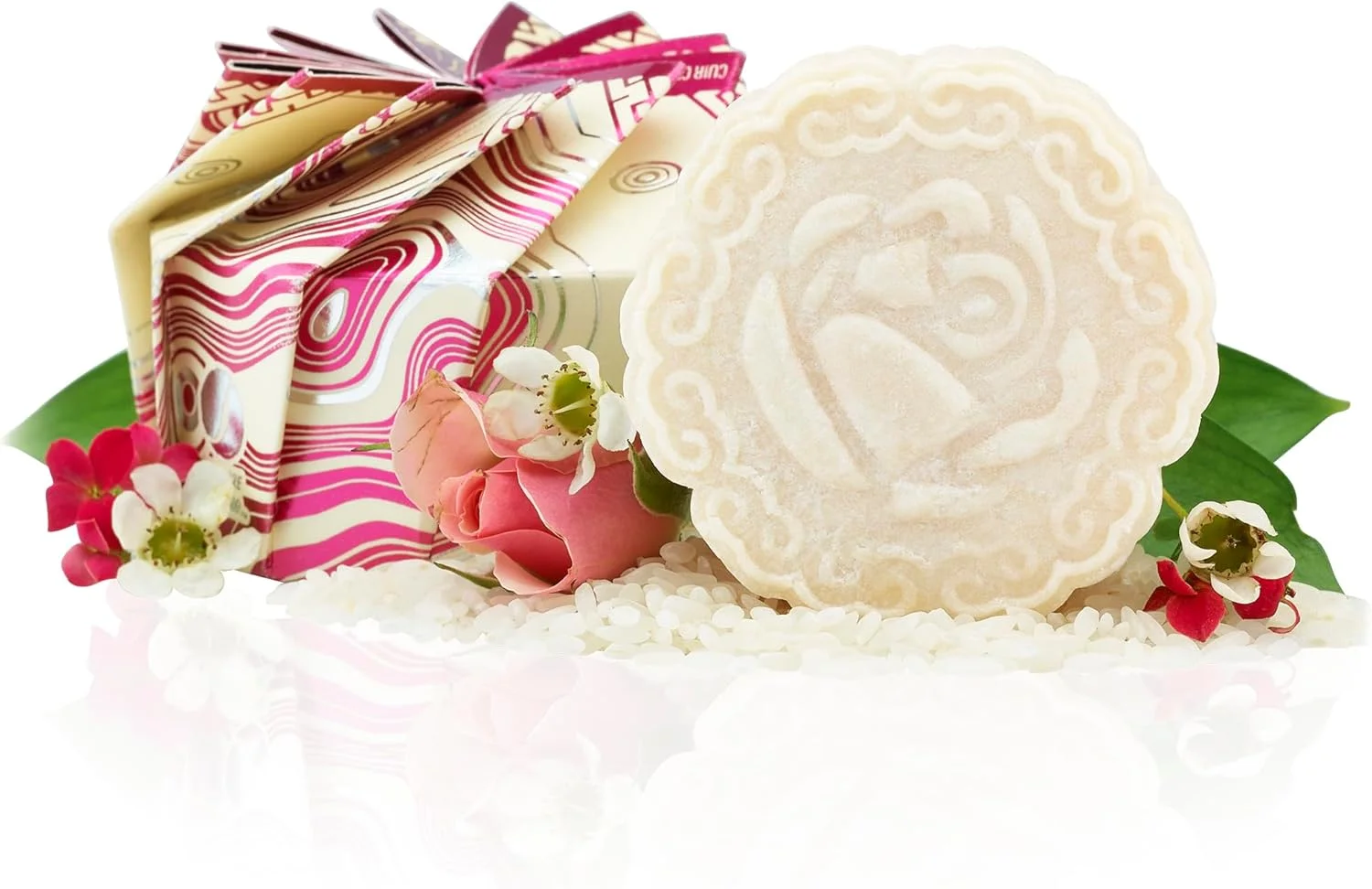 شامپو بار روغن ضروری بابونه و رز ویوری ساخته شده با آب برنج - شامپو بارهای دست ساز کاملا طبیعی - بدون سولفات