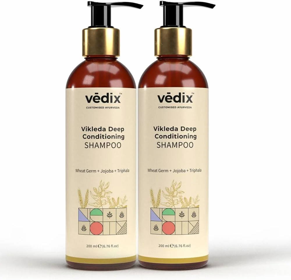 شامپو نرم کننده عمیق موهای خشک ودیکس ویکلدا | شامپو آیورودا برای آقایان و بانوان | بسته ترکیبی | 200 میلی لیتر * 2