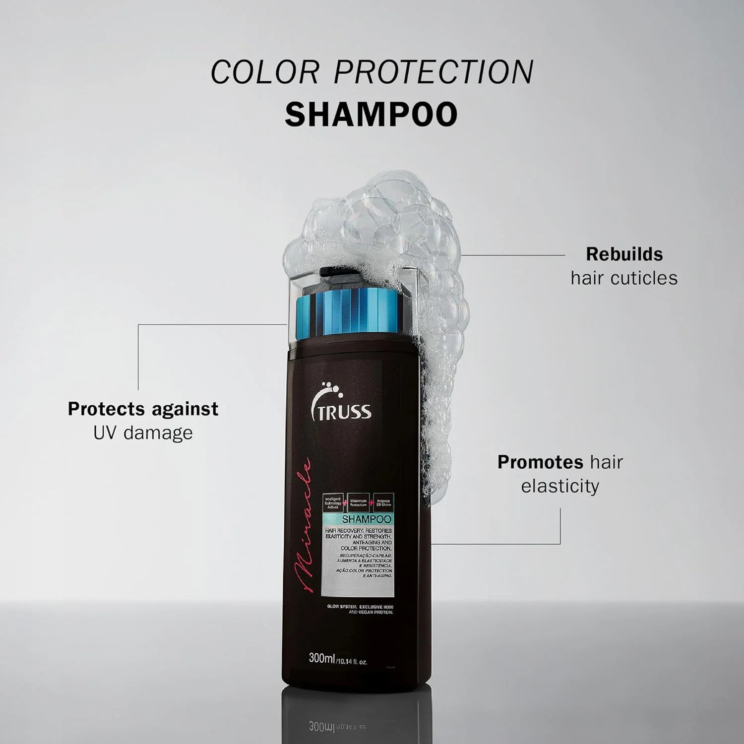 شامپو معجزه گر تروس | ترکیب پروتئین و روغن برای موهای آسیب دیده | بازسازی، درخشش و نرمی مو | محافظت از اشعه ماوراء بنفش و رنگ مو | ضد وز و حفظ رطوبت | شامپو روزانه برای انواع مو | 300 میلی لیتر