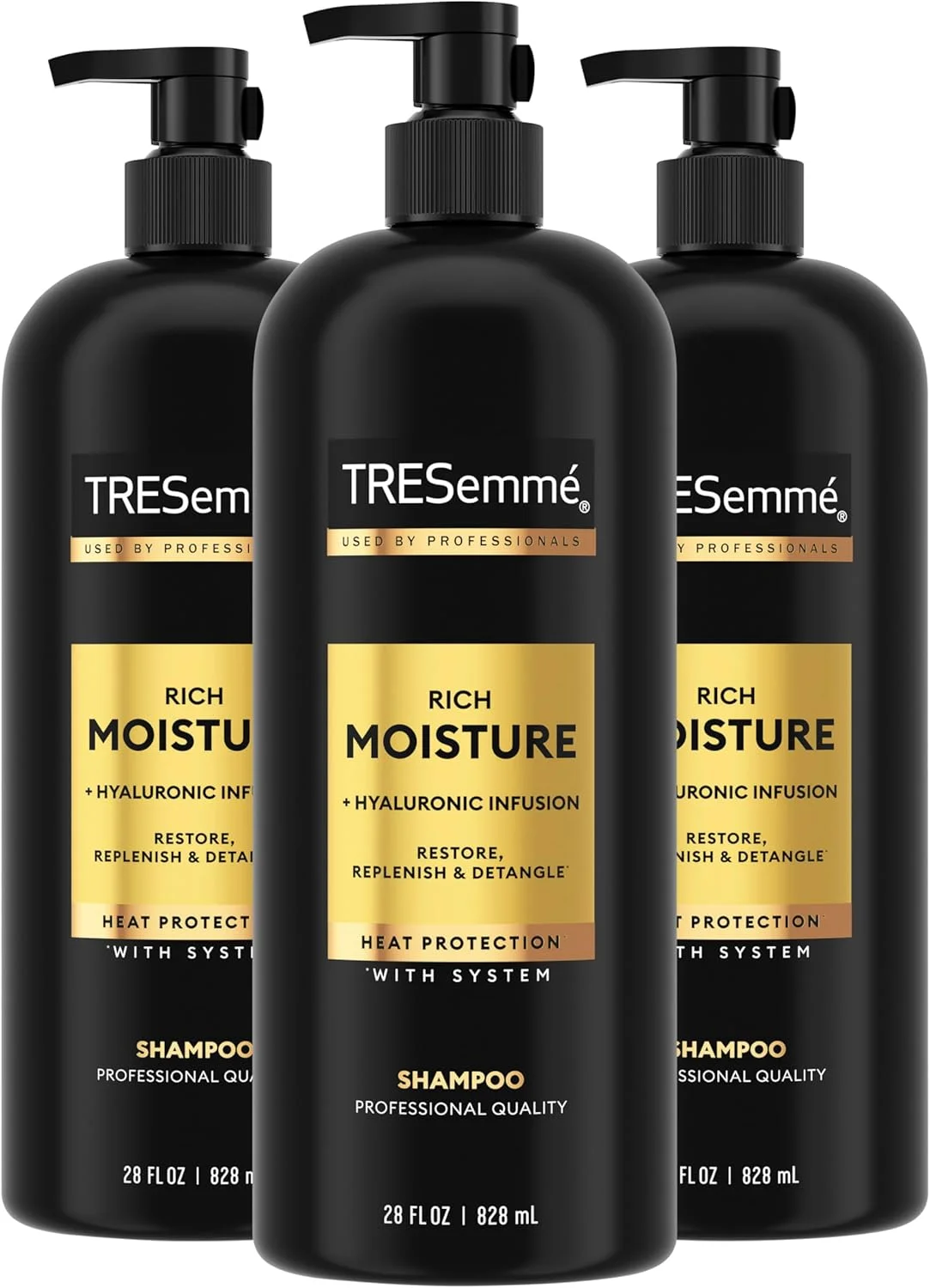 شامپو ترزمه برای موهای خشک، غنی از رطوبت، کیفیت حرفه ای، ظاهری سالم و درخشان، غنی از رطوبت، فرموله شده با ویتامین E و بیوتین، 828 میلی لیتر، 3 عدد