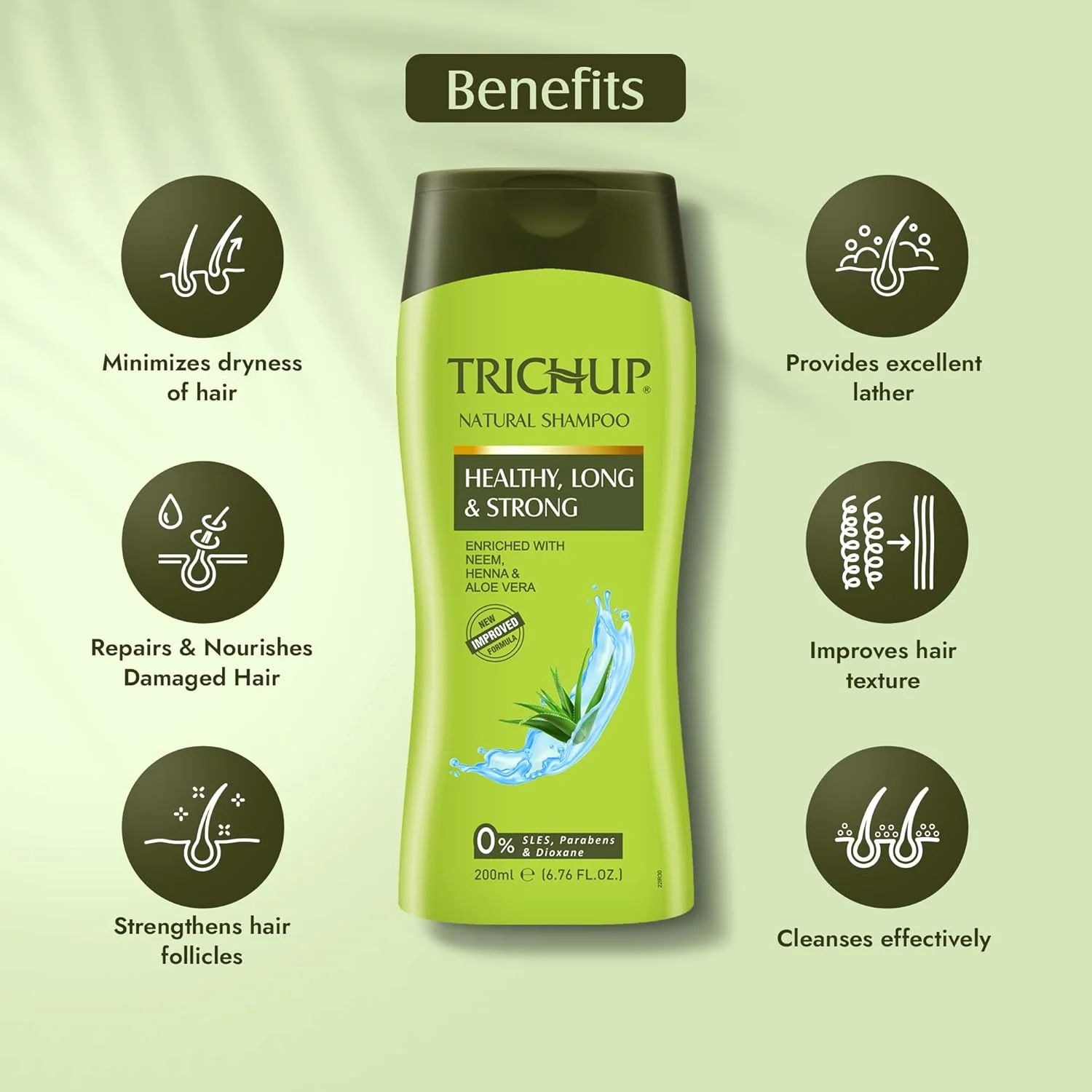 شامپو موی سالم، بلند و قوی تریکوپ - با خواص طبیعی آلوئه ورا، چریش و حنا (200 میلی لیتر)، چند منظوره