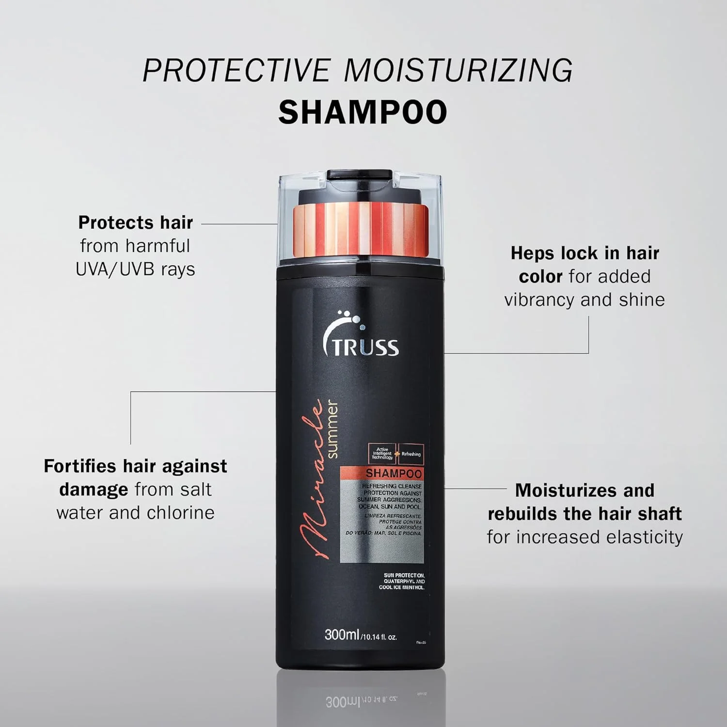 شامپو تابستانی معجزه آسای تروس - محافظت از مو در برابر آفتاب، باد، آسیب نمک، آسیب کلر، احیا کننده، ترمیم کننده، جلوگیری از محو شدن رنگ، افزایش درخشندگی - استفاده روزانه برای انواع مو شامپو تابستانی معجزه آسای تروس - محافظت از مو در برابر آفتاب، باد، آسیب نمک، آسیب کلر، احیا کننده، ترمیم کننده، جلوگیری از محو شدن رنگ، افزایش درخشندگی - استفاده روزانه برای انواع مو