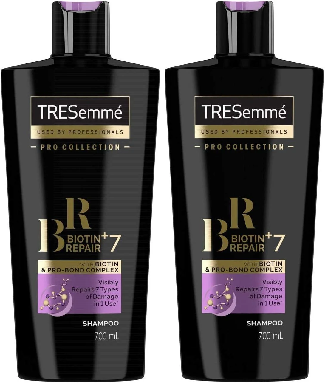 شامپو ترمیم کننده موهای آسیب دیده TRESemmé Pro Collection Biotin+ Repair 7 حاوی Pro Bond Complex - بسته 2 عددی، 700 میلی لیتر