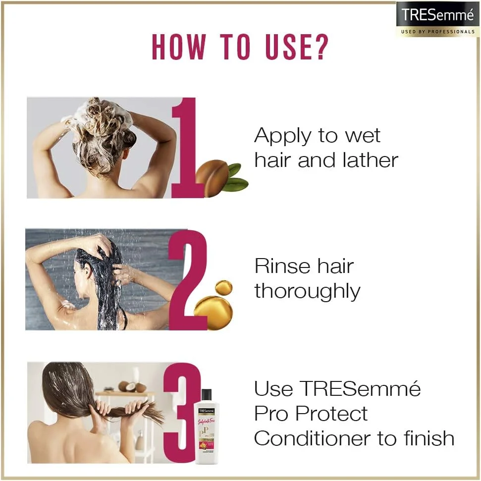 شامپو محافظ مو ترزمه پرو پروتکت، 580 میلی لیتر، برای موهای وز، حاوی روغن آرگان مراکشی، مراقبت ملایم برای موهای رنگ شده، بدون سولفات و پارابن