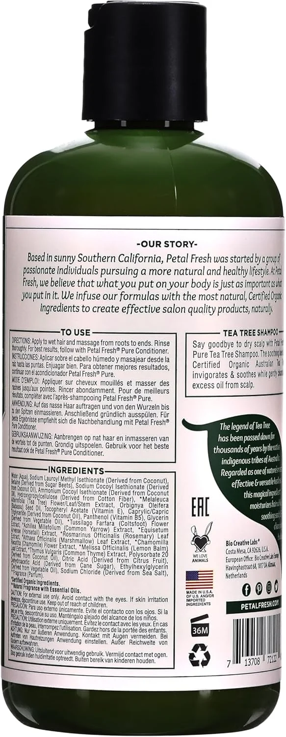 شامپو درمان پوست سر پتال فرش با درخت چای | برای احیا و صاف کردن پوست سر | ترکیب گیاهی طبیعی | 475 میلی لیتر