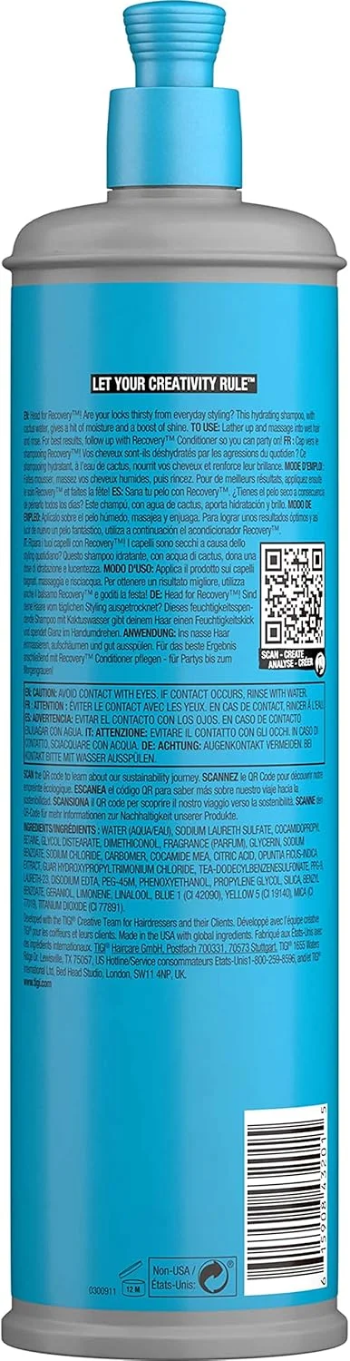 شامپو مرطوب کننده Bed Head By TIGI Recovery برای موهای خشک و آسیب دیده - 600 میلی لیتر