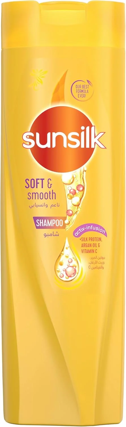 شامپو سانسیلک، برای موهای نرم و لطیف، نرم و لطیف، با پروتئین ابریشم، روغن آرگان و ویتامین C، 400 میلی لیتر