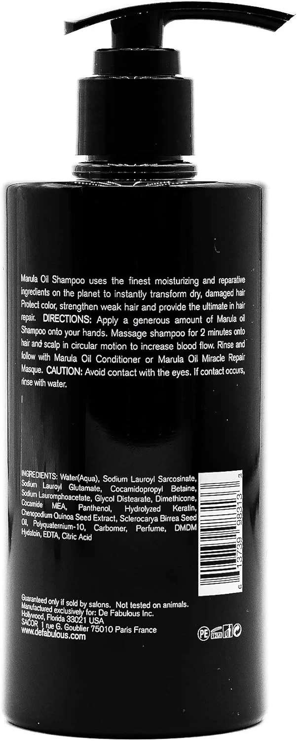شامپو روغن مارولا دی فابولوس با کینوا 250 میلی لیتر | فرمول بدون سولفات، آبرسان، مرطوب کننده و تقویت کننده | روغن مارولا و پروتئین کینوا برای موهای خشک، وز، رنگ شده و آسیب دیده