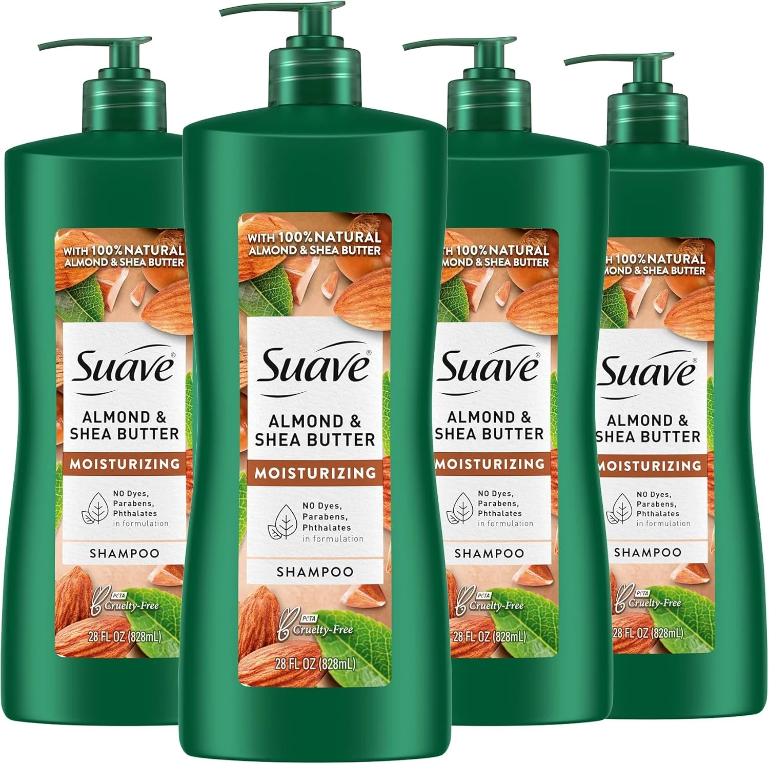 شامپو مرطوب کننده Suave Professionals، بادام + کره شی، 828 میلی لیتر (بسته 4 عددی)