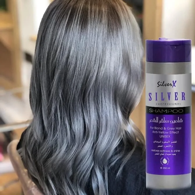 سیلور ایکس برای موهای بلوند، خاکستری، روشن، اصلاح کننده رنگ بنفش، بدون نمک و سولفات، شامپو بعد از کراتین، شامپو و نرم کننده و ماسک نقره ای (شامپو 350 میلی لیتر)