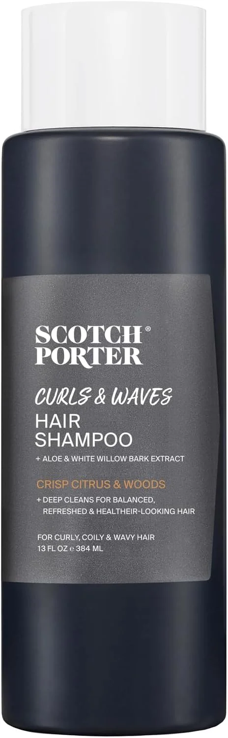 شامپو موی فر و حالت دار مردانه Scotch Porter | شوینده ملایم و آبرسان، نرمی، درخشندگی و سلامت پوست سر را افزایش می دهد | فاقد پارابن، سولفات و سیلیکون | وگان | 384 میلی لیتر