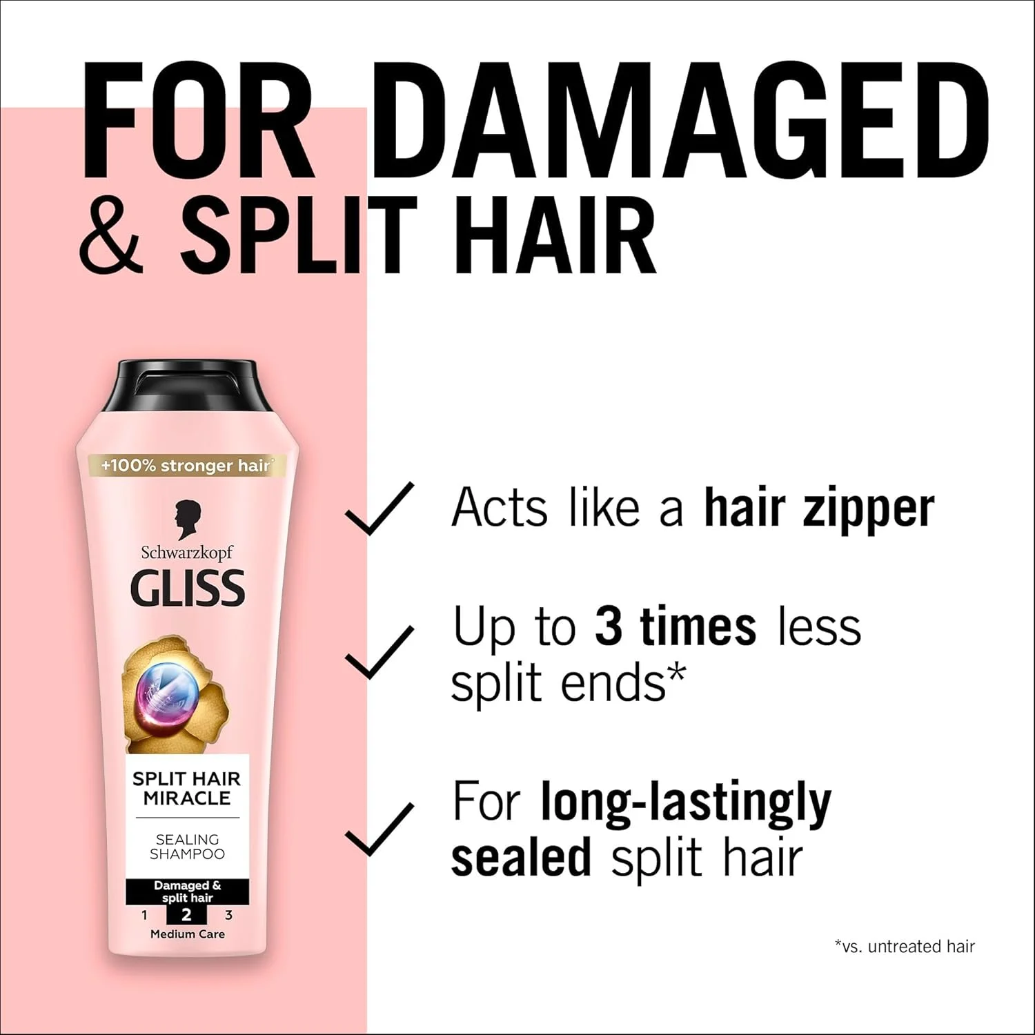 شامپو ترمیم کننده موهای آسیب دیده و دوشاخه شده گلیس شوارتسکف، 400 میلی لیتر