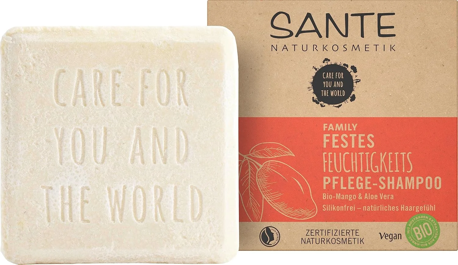 شامپو جامد موهای خشک سانته ناتورکازمتیک، فرمول وگان با آلوئه ورا و انبه ارگانیک، شامپو مرطوب کننده جامد، 1 عدد 60 گرم