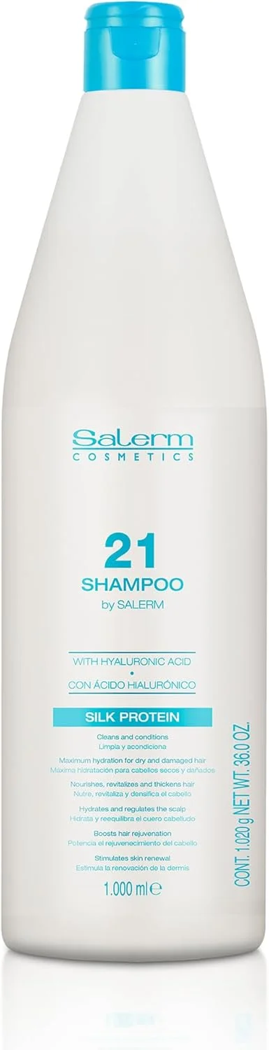 شامپو آبرسان مو سالرم 21 پروتئین ابریشم - 1000 میلی لیتر - برای موهای خشک و آسیب دیده - حاوی پروتئین های ابریشم - تغذیه کننده، ترمیم کننده و احیا کننده مو - محافظت در برابر حرارت