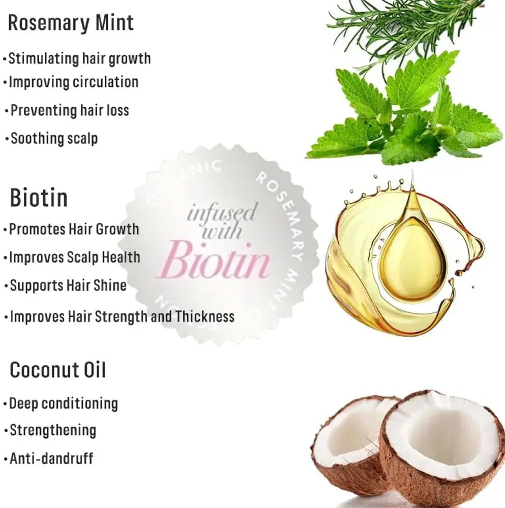 شامپو تقویت کننده مو رزماری نعناع | غنی شده با بیوتین برای تقویت و تغذیه موهای ضعیف و شکننده شامپو تقویت کننده مو رزماری نعناع | غنی شده با بیوتین برای تقویت و تغذیه موهای ضعیف و شکننده