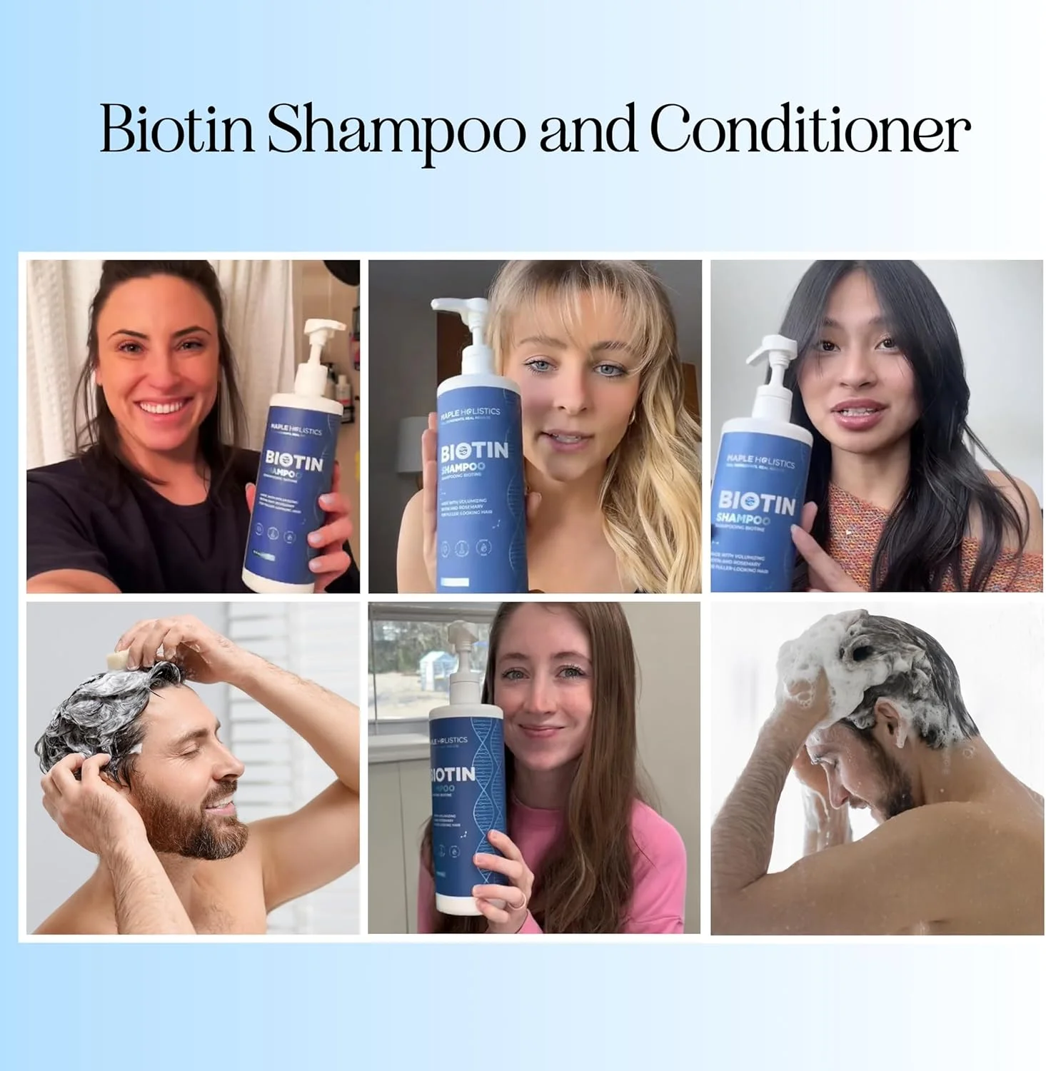 شامپو رزماری و بیوتین برای موهای نازک - شامپو حجم دهنده وگان برای موهای ظریف حاوی ویتامین های B، روغن آرگان و روغن درخت چای - فرمول وگان فاقد پارابن، سیلیکون و سولفات (946 میلی لیتر)