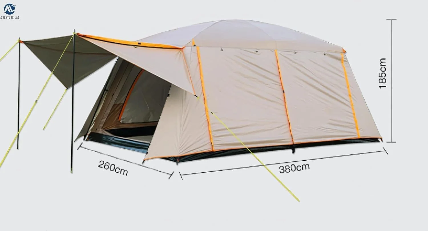 چادر مسافرتی بزرگ خانوادگی Adventure Lab مناسب برای 6 تا 10 نفر | چادر کابین ضد آب دو لایه با 2 اتاق، 3 درب و 3 پنجره | طراحی دیوار صاف برای کمپینگ در فضای باز، پیک نیک و گردهمایی خانوادگی (بژ) چادر مسافرتی بزرگ خانوادگی Adventure Lab مناسب برای 6 تا 10 نفر | چادر کابین ضد آب دو لایه با 2 اتاق، 3 درب و 3 پنجره | طراحی دیوار صاف برای کمپینگ در فضای باز، پیک نیک و گردهمایی خانوادگی (بژ)