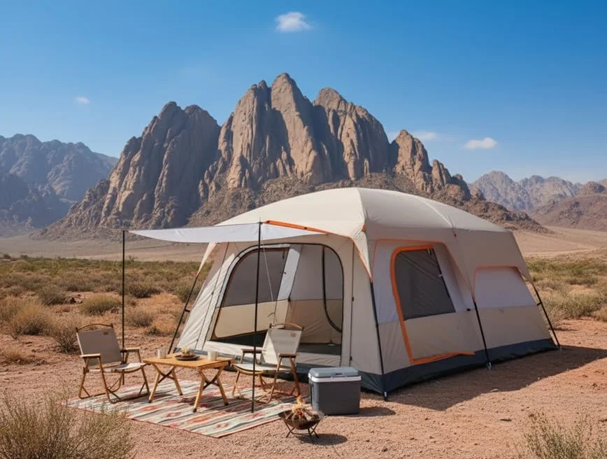 چادر مسافرتی بزرگ خانوادگی Adventure Lab مناسب برای 6 تا 10 نفر | چادر کابین ضد آب دو لایه با 2 اتاق، 3 درب و 3 پنجره | طراحی دیوار صاف برای کمپینگ در فضای باز، پیک نیک و گردهمایی خانوادگی (بژ) چادر مسافرتی بزرگ خانوادگی Adventure Lab مناسب برای 6 تا 10 نفر | چادر کابین ضد آب دو لایه با 2 اتاق، 3 درب و 3 پنجره | طراحی دیوار صاف برای کمپینگ در فضای باز، پیک نیک و گردهمایی خانوادگی (بژ)