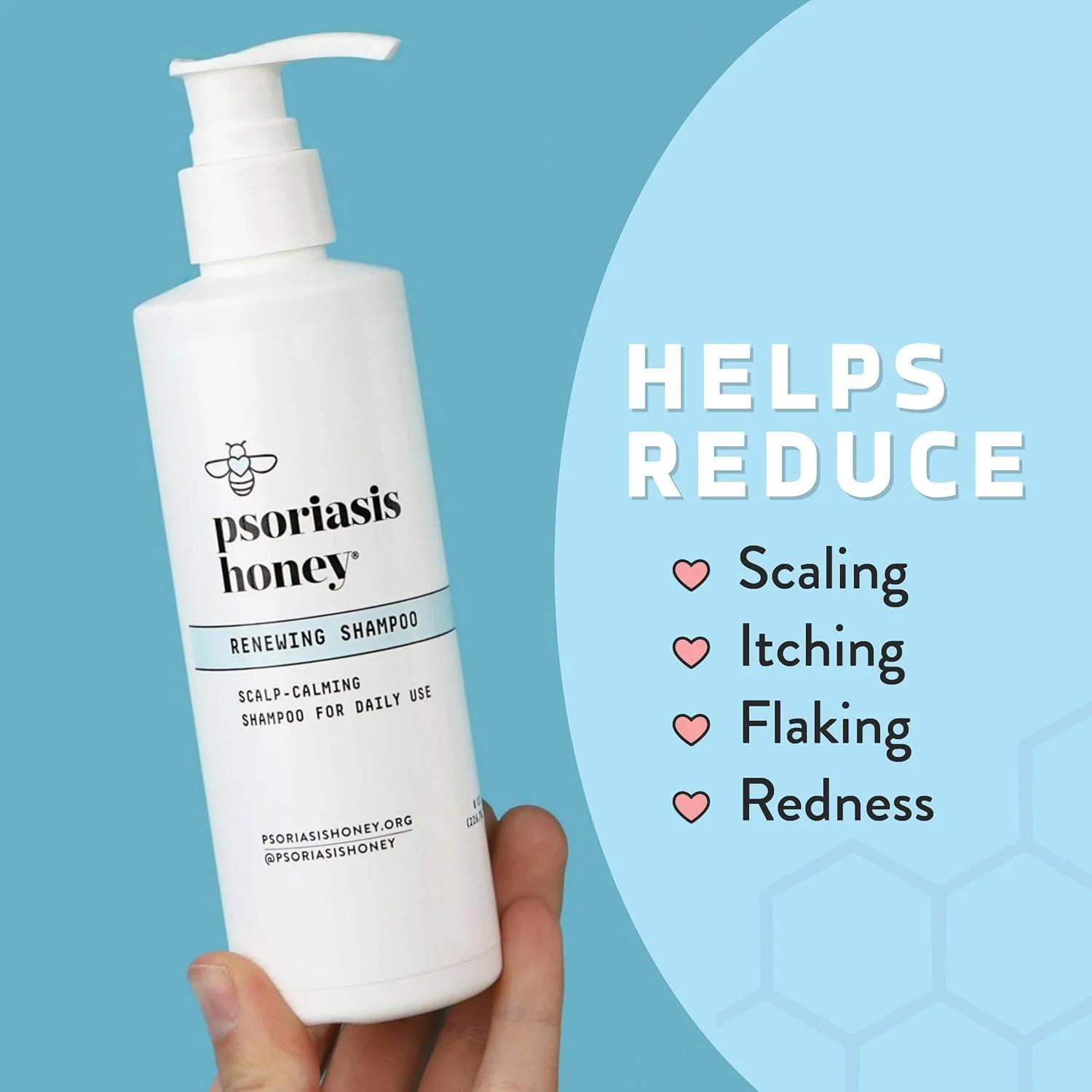 شامپو بازسازی کننده پسوریازیس هانی برای زنان و مردان، شامپو طبیعی با روغن آرگان برای ترمیم موهای آسیب دیده و پاکسازی ملایم و عمیق پوست سر خشک و خارش دار، مراقبت از مو بدون پارابن و فتالات (240 میلی لیتر)