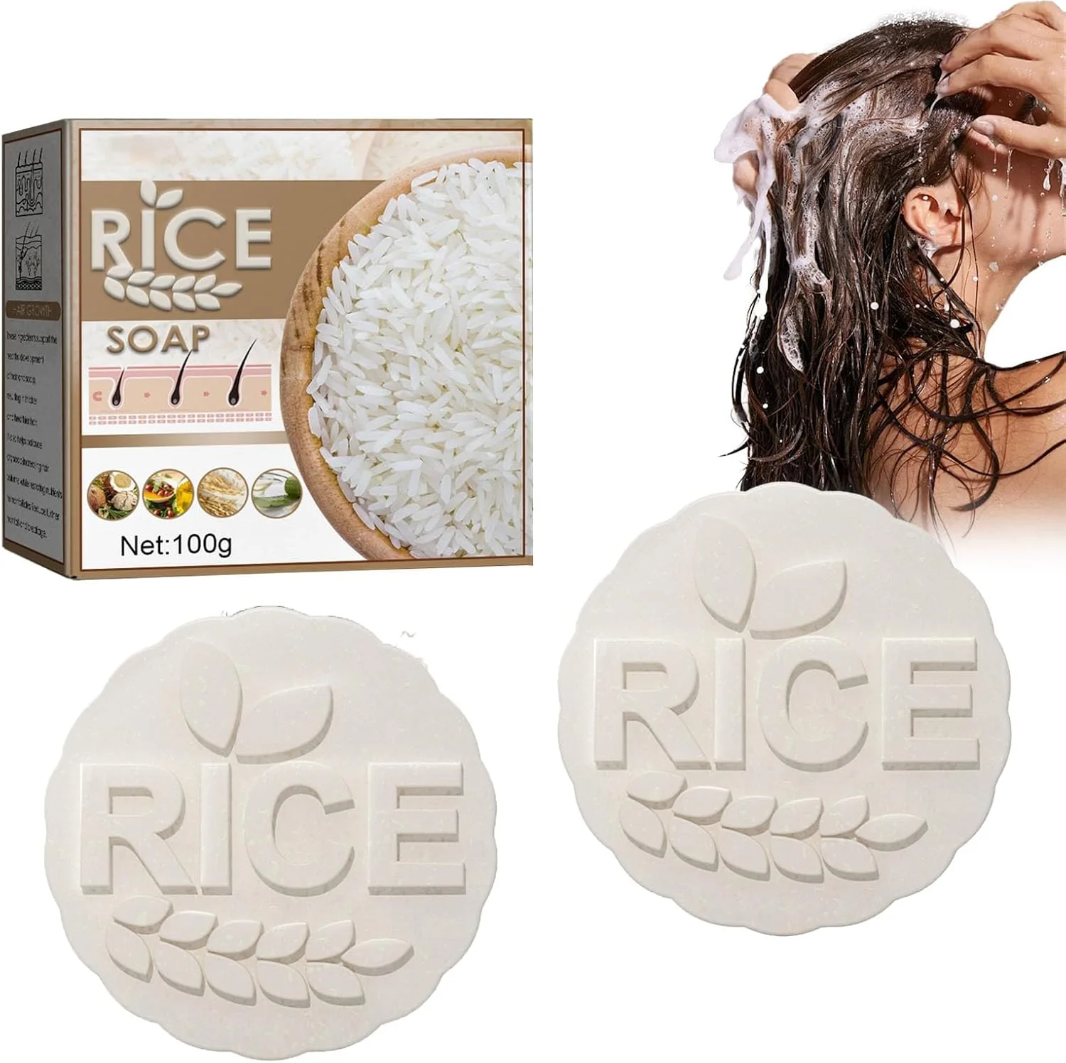 دو عدد شامپو صابونی، شامپو برنج ضد ریزش مو، شامپو برنج برای رشد مو، برای مرطوب کردن مو، مناسب برای انواع مو دو عدد شامپو صابونی، شامپو برنج ضد ریزش مو، شامپو برنج برای رشد مو، برای مرطوب کردن مو، مناسب برای انواع مو