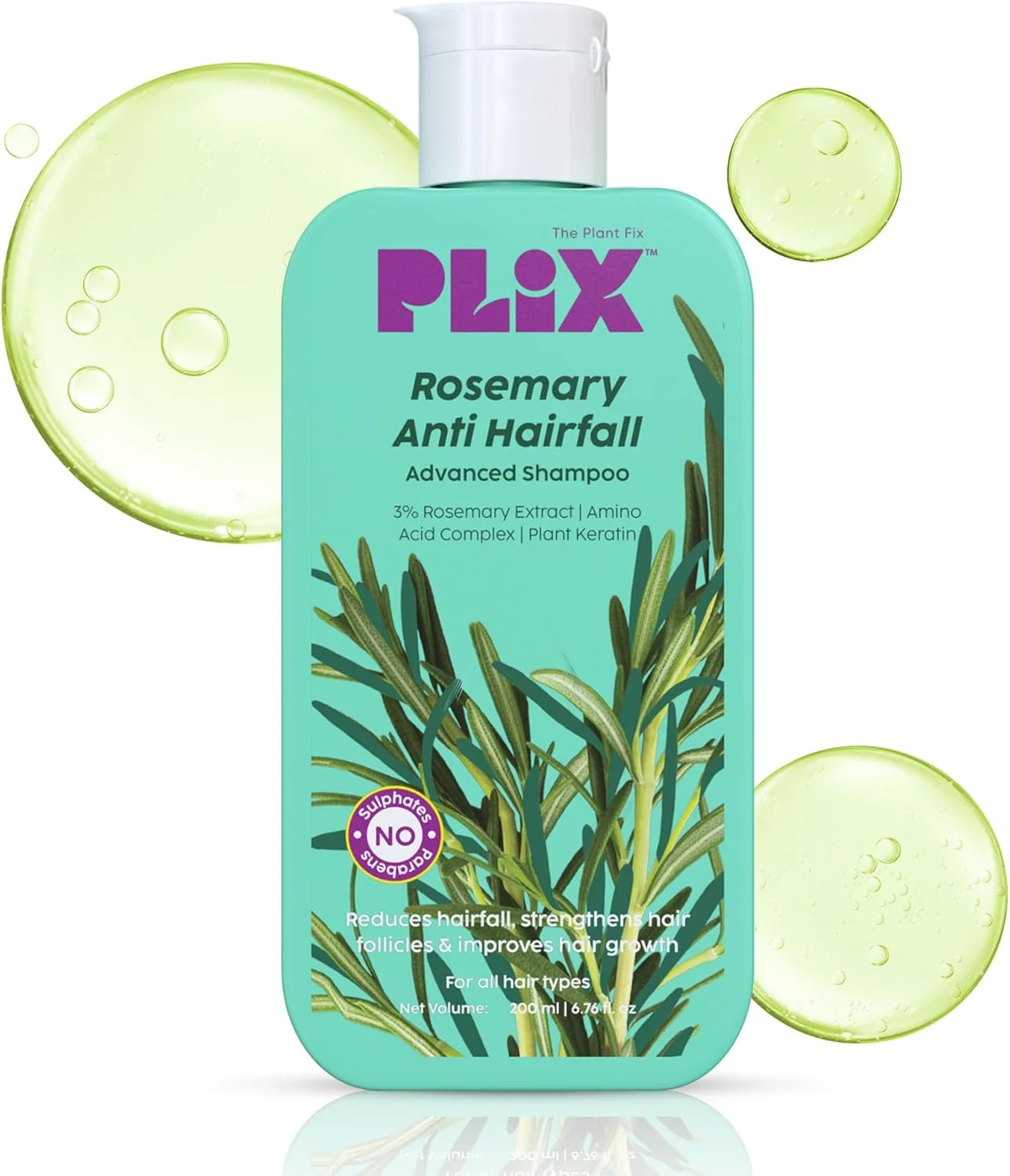 شامپو رزماری PLIX - THE PLANT FIX با فرمول پیشرفته ضد ریزش مو، تقویت کننده رشد مو برای آقایان و بانوان | فاقد سولفات و پارابن، 200 میلی لیتر شامپو رزماری PLIX - THE PLANT FIX با فرمول پیشرفته ضد ریزش مو، تقویت کننده رشد مو برای آقایان و بانوان | فاقد سولفات و پارابن، 200 میلی لیتر