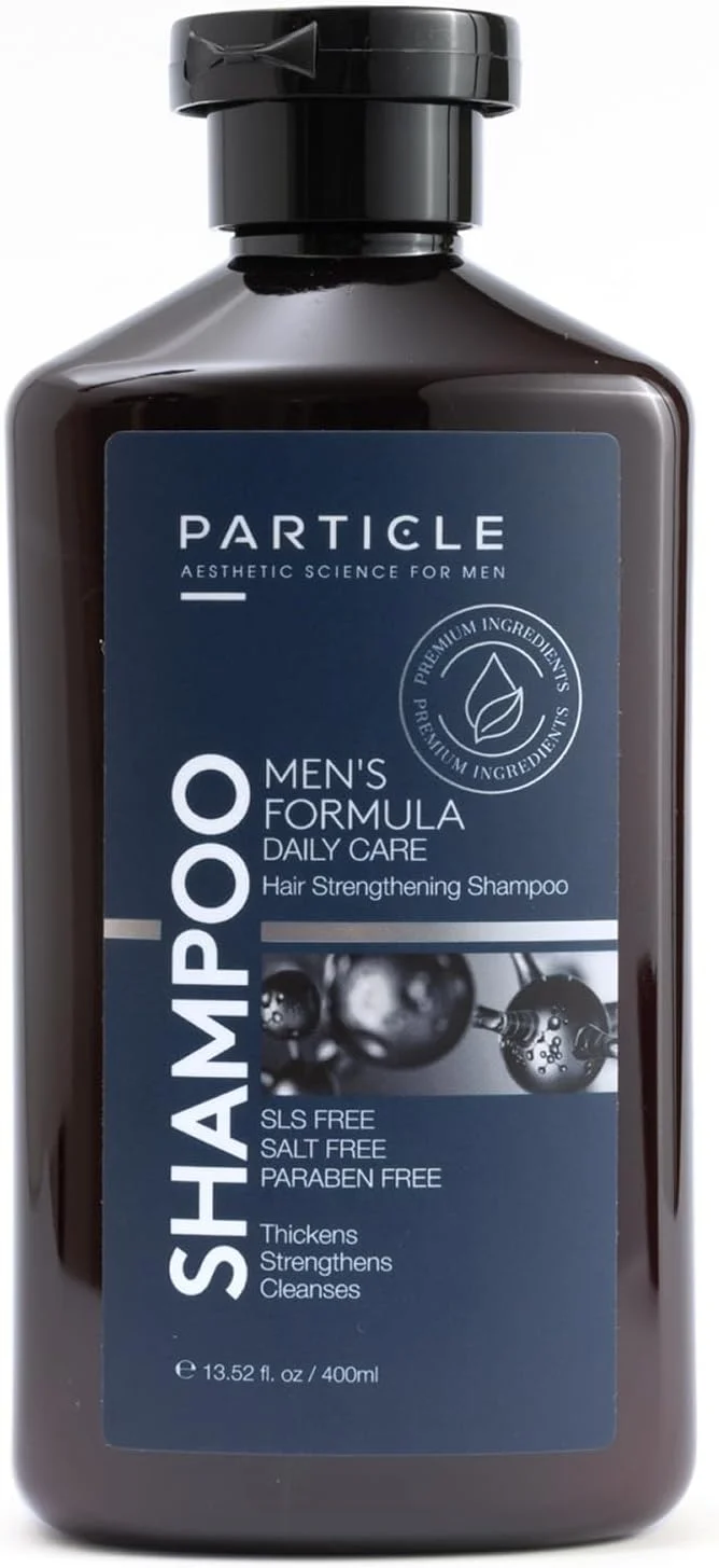 شامپو ضخیم کننده مو Particle برای آقایان، شامپو مردانه، فرمول پاک کننده ساخته شده با بیوتین، کاپیکسیل، رِدِنسیل، جینسینگ و عصاره چای سبز برای تقویت مو، بدون پارابن، 400 میلی لیتر