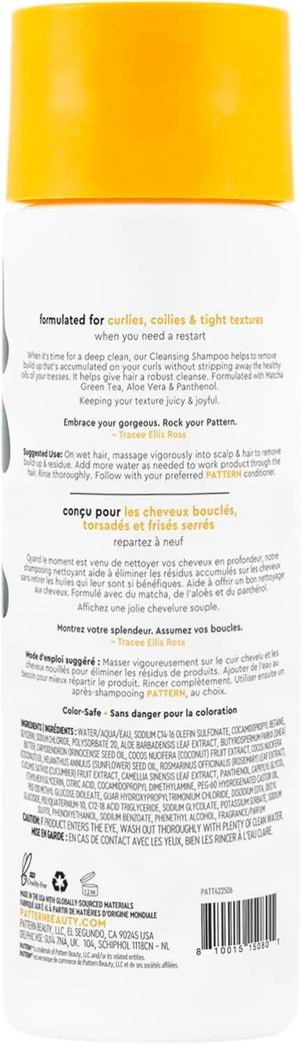 شامپو پاک کننده مو PATTERN Beauty by Tracee Ellis Ross حاوی چای سبز ماچا، آلوئه ورا و چای سبز برای موهای فر و مجعد 230 میلی لیتر