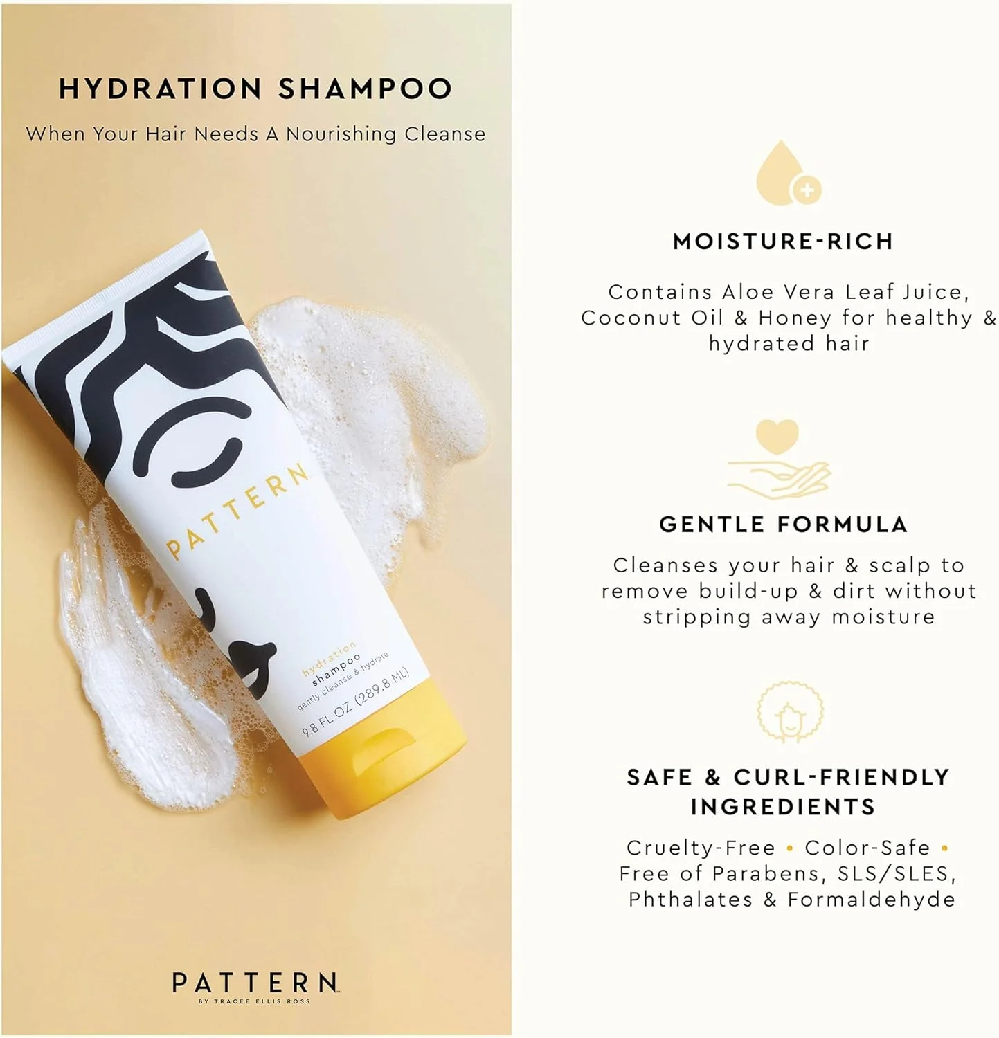 شامپو آبرسان مو پترن بیوتی مخصوص موهای فر، مجعد و با بافت متراکم، ۷۳۹ میلی لیتر