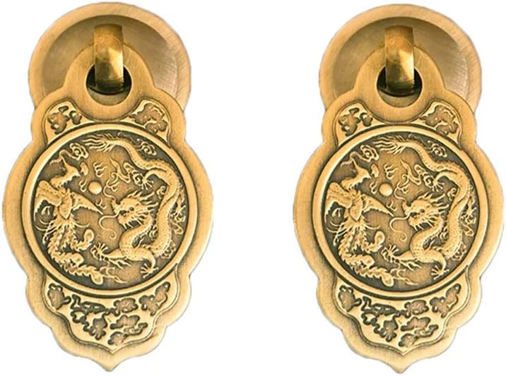 تیازا 2 عددی دستگیره های کشویی برنجی به سبک چینی قدیمی برای مبلمان، جعبه جواهرات، درب کمد لباس، دستگیره کوچک