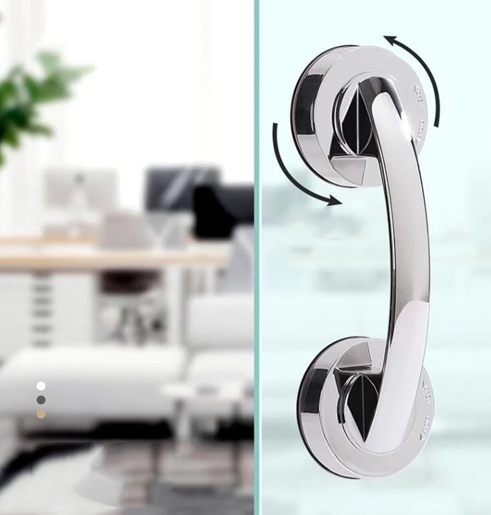 دستگیره درب شیشه ای مکنده قوی WANLIAN، دستگیره درب یخچال کشویی حمام، نرده دیواری مکنده، دستگیره دوش وان، دستگیره کابینت کشویی آشپزخانه (بزرگ نقره ای)