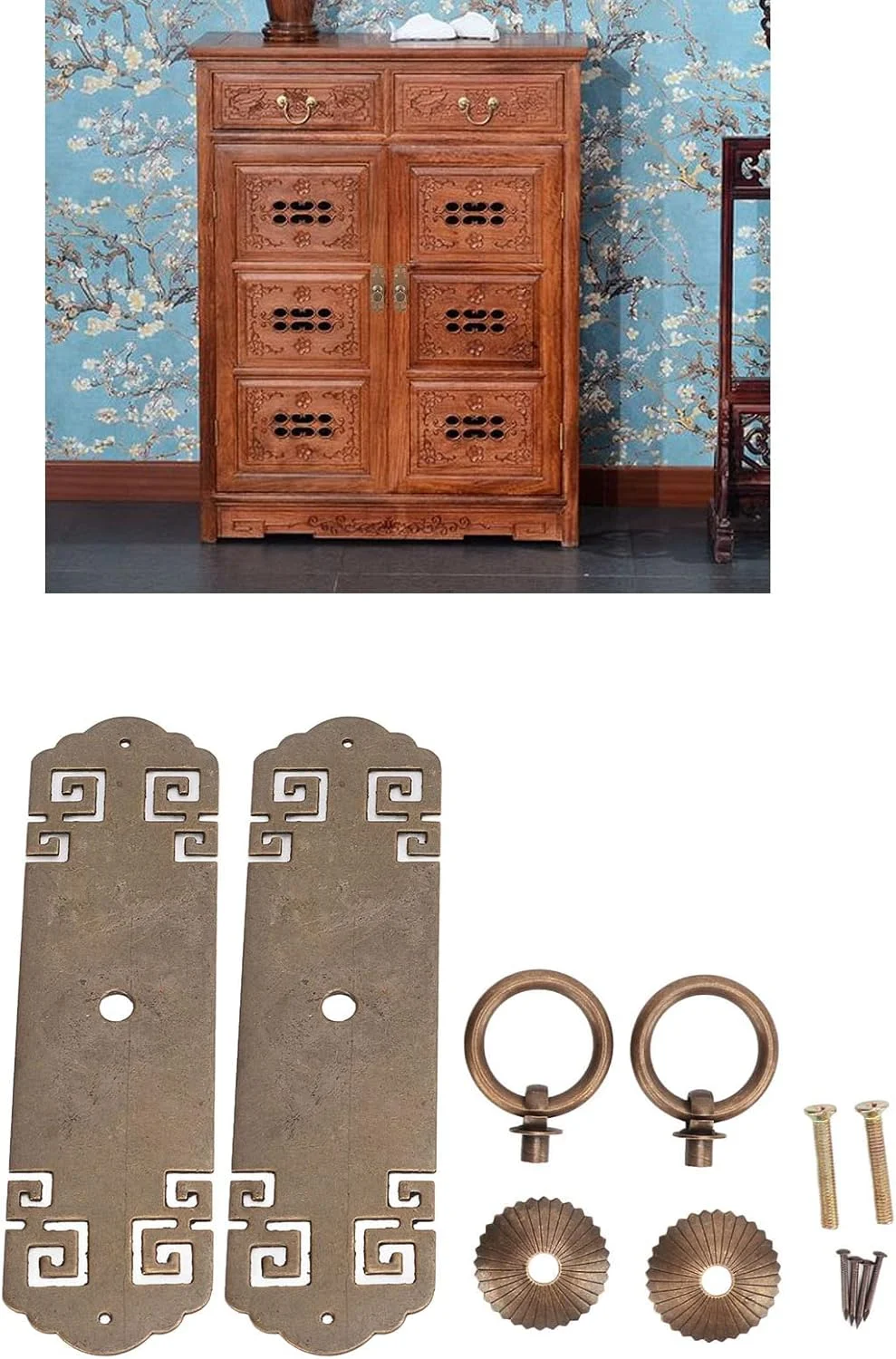 دستگیره های کابینت عتیقه Vokers، دستگیره های برنجی کابینت چینی، برنجی قدیمی برای ساخت DIY برای کشو برای جعبه های جواهرات چوبی