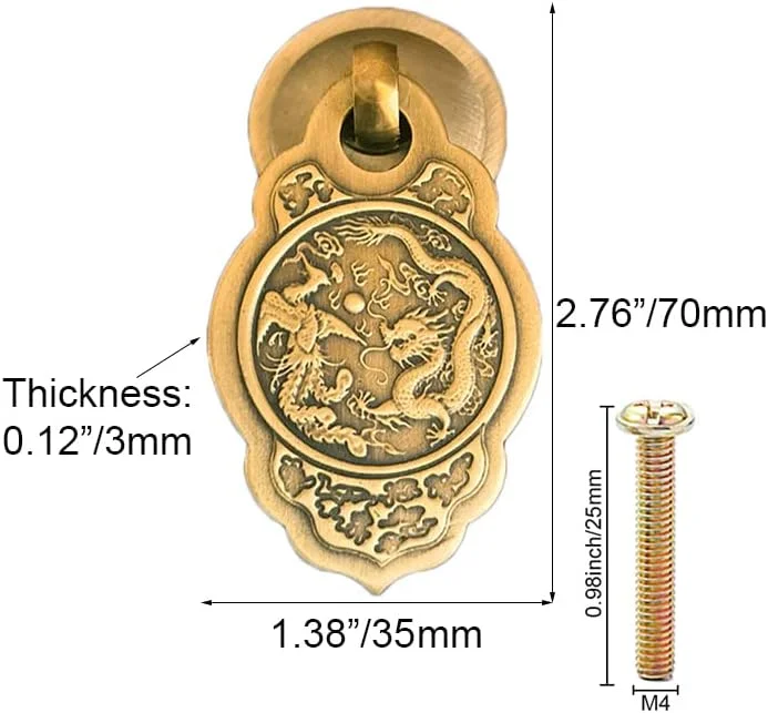 تیازا 2 عددی دستگیره های کشویی برنجی به سبک چینی قدیمی برای مبلمان، جعبه جواهرات، درب کمد لباس، دستگیره کوچک