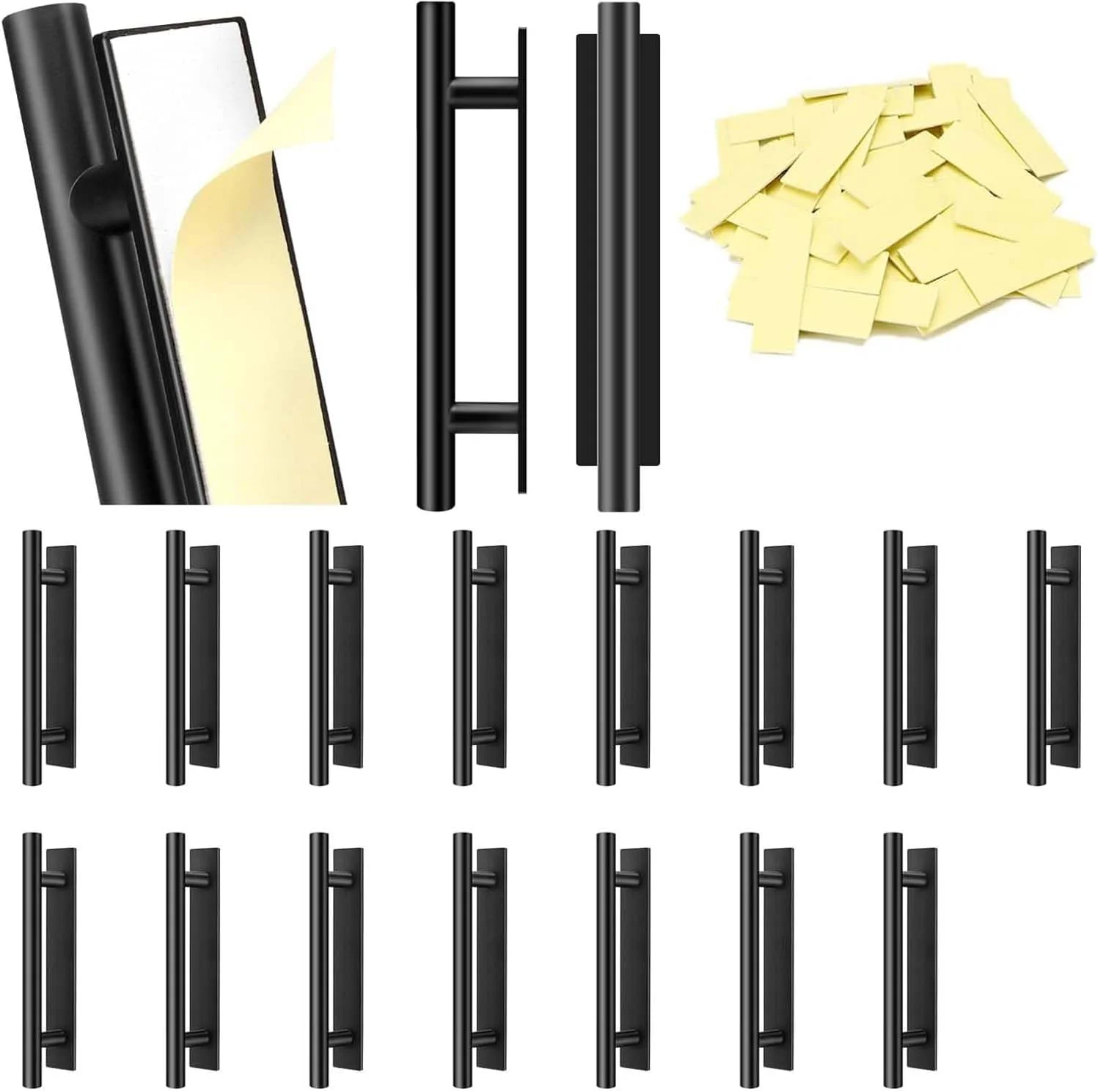 دستگیره کشو کابینت خودچسب تزویق، 15 عددی، دستگیره چسبی کشو، دستگیره پلاستیکی درب، مناسب برای مبلمان درب کشویی کابینت آشپزخانه (مشکی)