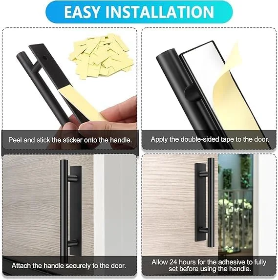 دستگیره کشو کابینت خودچسب تزویق، 15 عددی، دستگیره چسبی کشو، دستگیره پلاستیکی درب، مناسب برای مبلمان درب کشویی کابینت آشپزخانه (مشکی)