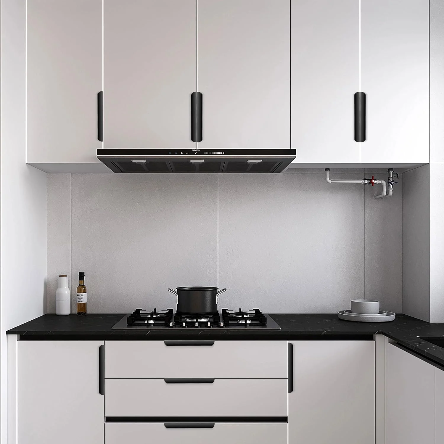 دستگیره کابینت Techoln - بسته 10 عددی دستگیره مخفی برای کابینت و کشو - دستگیره کشو کابینت آلومینیومی شیک و مخفی برای کمد لباس، آشپزخانه (10 عدد، مشکی، طول کلی 80 میلی متر (فاصله سوراخ 64 میلی متر))