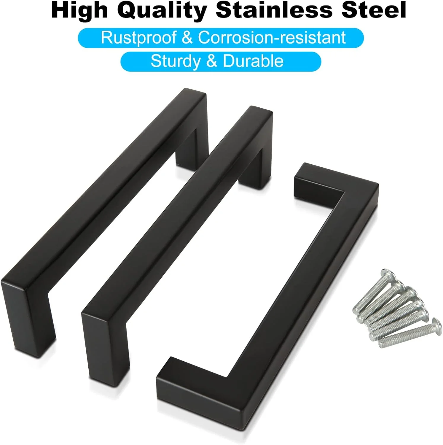 دستگیره کابینت آشپزخانه SENENQU، بسته 10 عددی، مرکز سوراخ 128 میلی متر، دستگیره درب آشپزخانه استیل ضد زنگ، دستگیره مربعی کشو کابینت به طول 140 میلی متر با پیچ برای کمد حمام