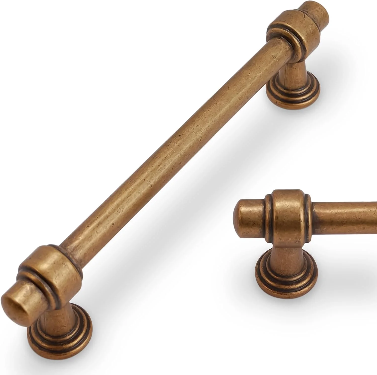 دستگیره کابینت آشپزخانه برنجی عتیقه POVEFONK، بسته 10 عددی، 5 اینچی (128 میلی متر)، دستگیره های کشو با طرح قدیمی، دستگیره های سخت افزاری طلایی برنزی، دستگیره های کمد و کشو