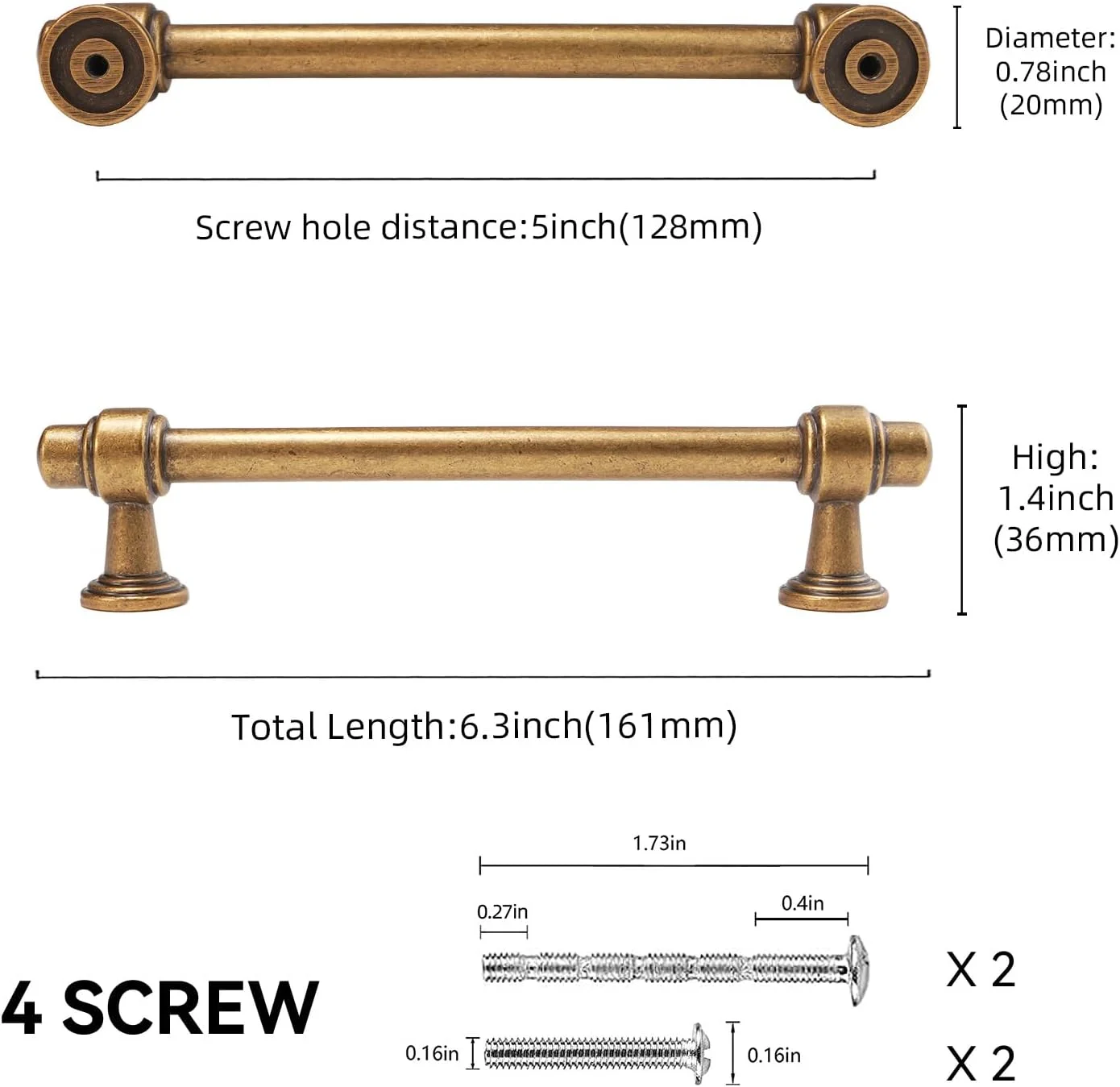 دستگیره کابینت آشپزخانه برنجی عتیقه POVEFONK، بسته 10 عددی، 5 اینچی (128 میلی متر)، دستگیره های کشو با طرح قدیمی، دستگیره های سخت افزاری طلایی برنزی، دستگیره های کمد و کشو