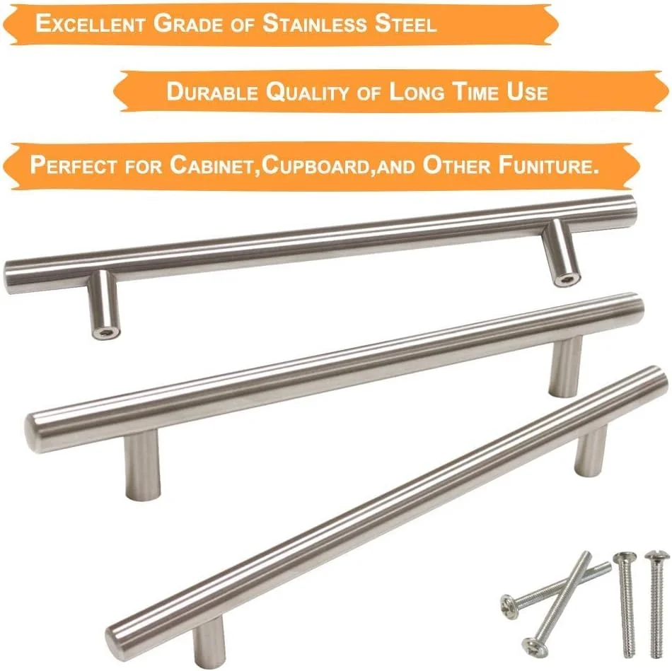 دستگیره کابینت استیل ضد زنگ پروبریكو، مناسب برای درب کابینت آشپزخانه، 10 عدد، فاصله سوراخ 128 میلی متر (5 اینچ)، طول 192 میلی متر (7.5 اینچ)، رنگ نیکل مات