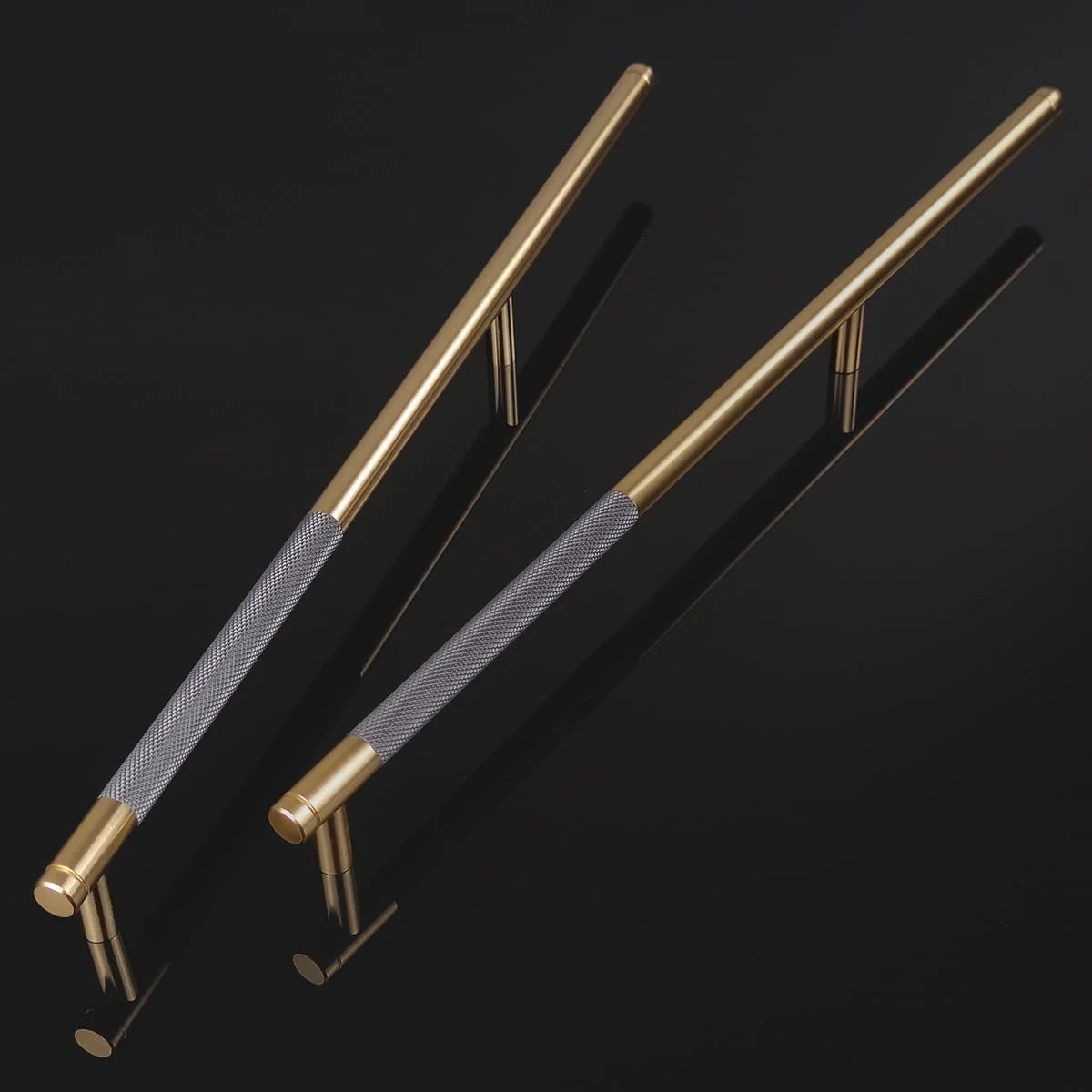 ست 6 عددی دستگیره کابینت طلایی مدرن Pexintek، فاصله سوراخ 256 میلی متر، دستگیره درب آشپزخانه، دستگیره های قدیمی برای کابینت آشپزخانه، کمد، کابینت (خاکستری طلایی)