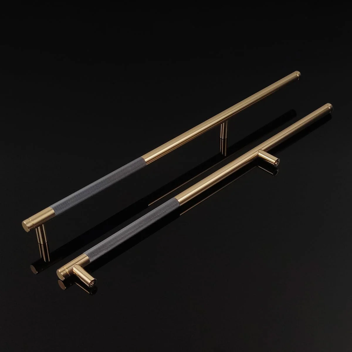 ست 6 عددی دستگیره کابینت طلایی مدرن Pexintek، فاصله سوراخ 256 میلی متر، دستگیره درب آشپزخانه، دستگیره های قدیمی برای کابینت آشپزخانه، کمد، کابینت (خاکستری طلایی)