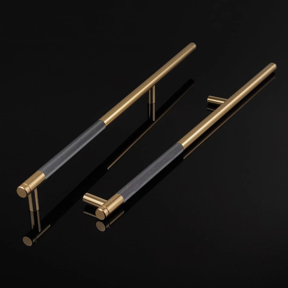 ست 6 عددی دستگیره کابینت طلایی مدرن Pexintek، فاصله سوراخ 256 میلی متر، دستگیره درب آشپزخانه، دستگیره های قدیمی برای کابینت آشپزخانه، کمد، کابینت (خاکستری طلایی)